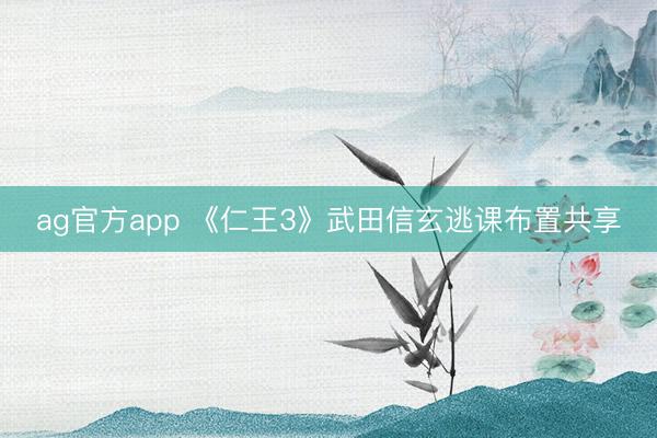 ag官方app 《仁王3》武田信玄逃课布置共享