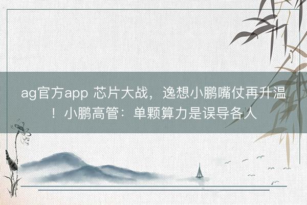 ag官方app 芯片大战,逸想小鹏嘴仗再升温!小鹏高管:单颗