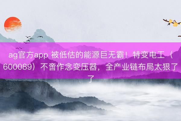 ag官方app 被低估的能源巨无霸！特变电工（600089）