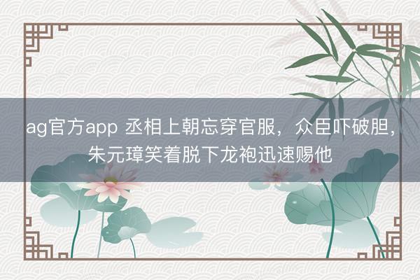 ag官方app 丞相上朝忘穿官服，众臣吓破胆，朱元璋笑着脱下龙袍迅速赐他